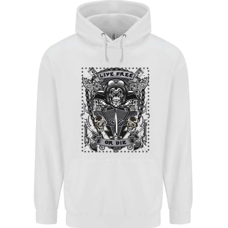 Live Free or Die Mens 80% Cotton Hoodie White