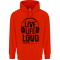 Live Life Loud Rock n Roll Guitar Music Childrens Kids Hoodie Bright Red