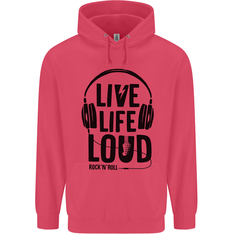 Live Life Loud Rock n Roll Guitar Music Childrens Kids Hoodie Heliconia