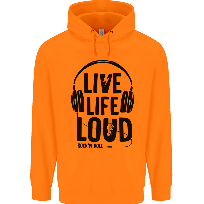 Live Life Loud Rock n Roll Guitar Music Childrens Kids Hoodie Orange