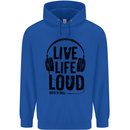 Live Life Loud Rock n Roll Guitar Music Childrens Kids Hoodie Royal Blue