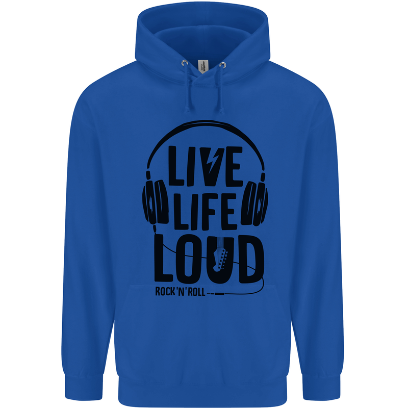 Live Life Loud Rock n Roll Guitar Music Childrens Kids Hoodie Royal Blue