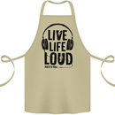 Live Life Loud Rock n Roll Guitar Music Cotton Apron 100% Organic Khaki
