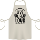 Live Life Loud Rock n Roll Guitar Music Cotton Apron 100% Organic Natural