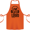 Live Life Loud Rock n Roll Guitar Music Cotton Apron 100% Organic Orange