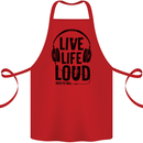 Live Life Loud Rock n Roll Guitar Music Cotton Apron 100% Organic Red