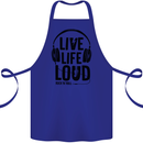 Live Life Loud Rock n Roll Guitar Music Cotton Apron 100% Organic Royal Blue