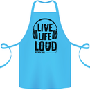Live Life Loud Rock n Roll Guitar Music Cotton Apron 100% Organic Turquoise