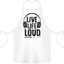 Live Life Loud Rock n Roll Guitar Music Cotton Apron 100% Organic White