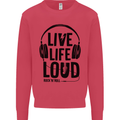 Live Life Loud Rock n Roll Guitar Music Kids Sweatshirt Jumper Heliconia