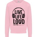 Live Life Loud Rock n Roll Guitar Music Kids Sweatshirt Jumper Light Pink