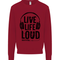 Live Life Loud Rock n Roll Guitar Music Kids Sweatshirt Jumper Red