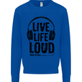 Live Life Loud Rock n Roll Guitar Music Kids Sweatshirt Jumper Royal Blue