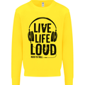 Live Life Loud Rock n Roll Guitar Music Kids Sweatshirt Jumper Yellow