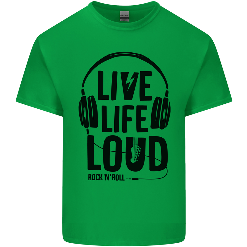 Live Life Loud Rock n Roll Guitar Music Kids T-Shirt Childrens Irish Green