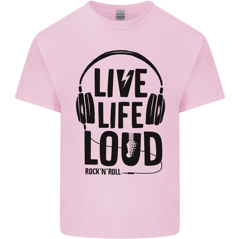 Live Life Loud Rock n Roll Guitar Music Kids T-Shirt Childrens Light Pink