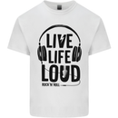 Live Life Loud Rock n Roll Guitar Music Kids T-Shirt Childrens White