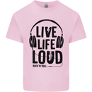 Live Life Loud Rock n Roll Guitar Music Mens Cotton T-Shirt Tee Top Light Pink