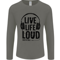 Live Life Loud Rock n Roll Guitar Music Mens Long Sleeve T-Shirt Charcoal