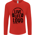 Live Life Loud Rock n Roll Guitar Music Mens Long Sleeve T-Shirt Red
