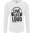 Live Life Loud Rock n Roll Guitar Music Mens Long Sleeve T-Shirt White