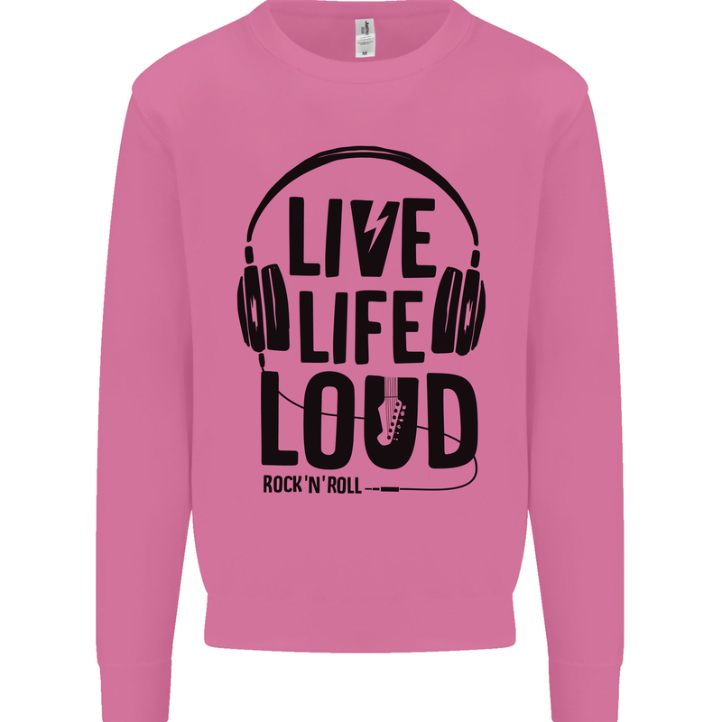 Live Life Loud Rock n Roll Guitar Music Mens Sweatshirt Jumper Azalea