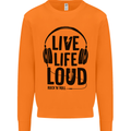 Live Life Loud Rock n Roll Guitar Music Mens Sweatshirt Jumper Orange