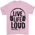 Live Life Loud Rock n Roll Guitar Music Mens T-Shirt 100% Cotton Light Pink