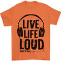 Live Life Loud Rock n Roll Guitar Music Mens T-Shirt 100% Cotton Orange