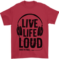 Live Life Loud Rock n Roll Guitar Music Mens T-Shirt 100% Cotton Red