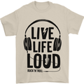 Live Life Loud Rock n Roll Guitar Music Mens T-Shirt 100% Cotton Sand