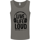 Live Life Loud Rock n Roll Guitar Music Mens Vest Tank Top Charcoal