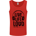 Live Life Loud Rock n Roll Guitar Music Mens Vest Tank Top Red