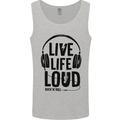 Live Life Loud Rock n Roll Guitar Music Mens Vest Tank Top Sports Grey