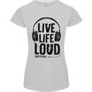 Live Life Loud Rock n Roll Guitar Music Womens Petite Cut T-Shirt Sports Grey