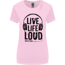 Live Life Loud Rock n Roll Guitar Music Womens Wider Cut T-Shirt Light Pink