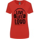 Live Life Loud Rock n Roll Guitar Music Womens Wider Cut T-Shirt Red
