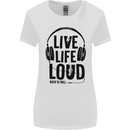 Live Life Loud Rock n Roll Guitar Music Womens Wider Cut T-Shirt White