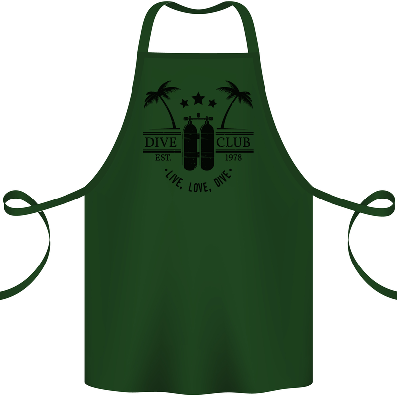 Live Love Dive Funny Scuba Diving Diver Cotton Apron 100% Organic Forest Green