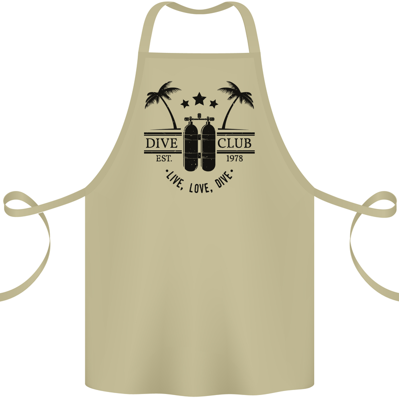 Live Love Dive Funny Scuba Diving Diver Cotton Apron 100% Organic Khaki