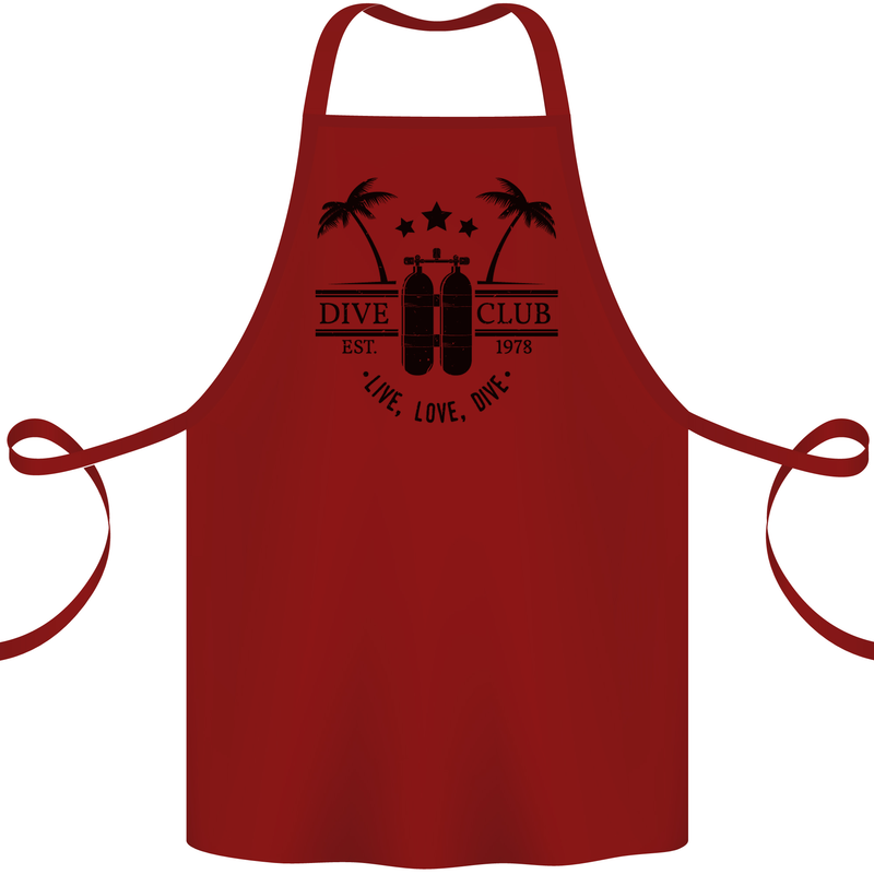 Live Love Dive Funny Scuba Diving Diver Cotton Apron 100% Organic Maroon