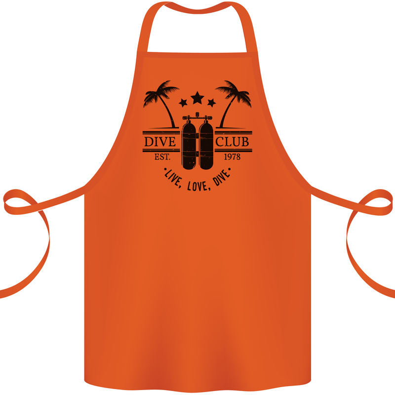Live Love Dive Funny Scuba Diving Diver Cotton Apron 100% Organic Orange