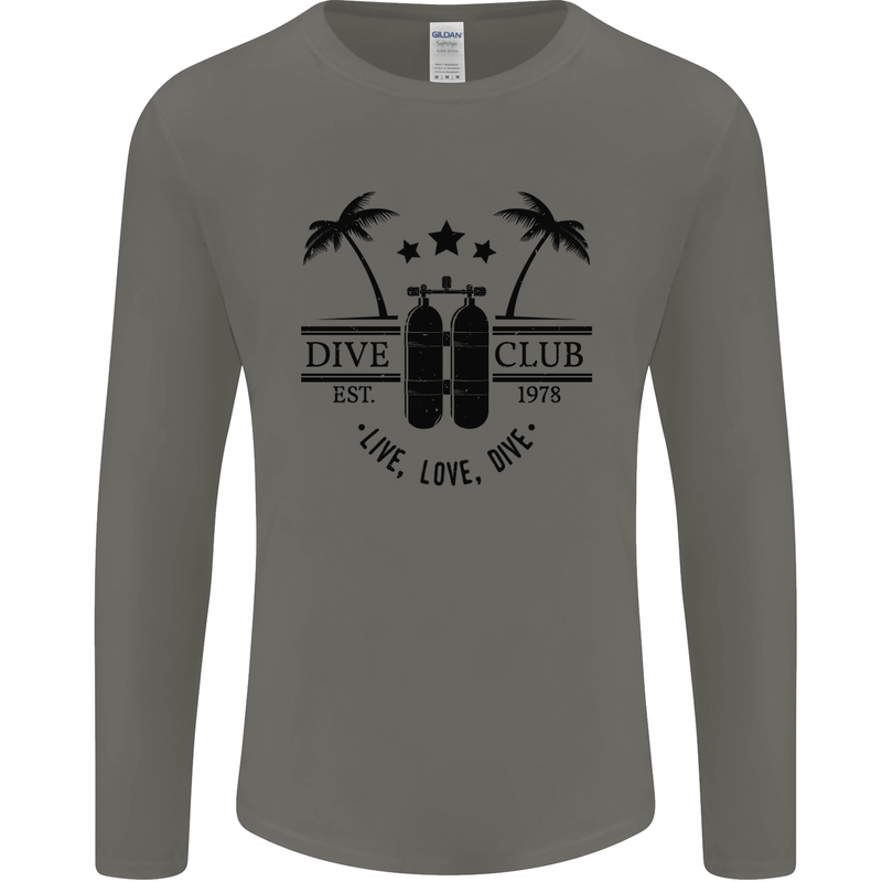 Live Love Dive Funny Scuba Diving Diver Mens Long Sleeve T-Shirt Charcoal