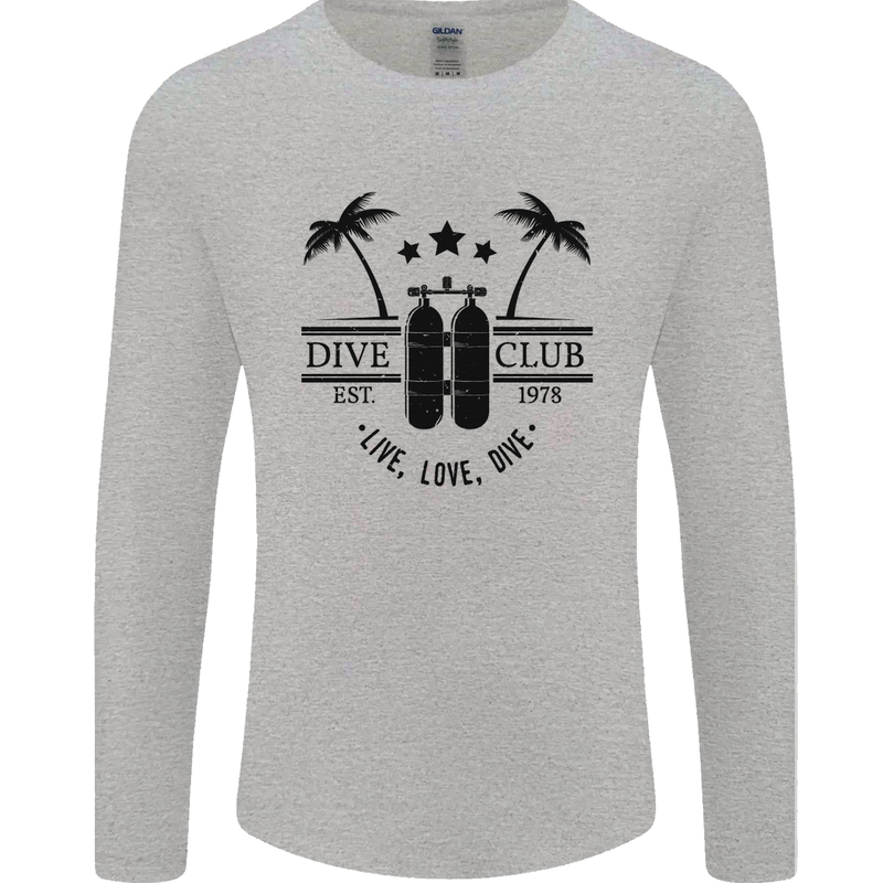 Live Love Dive Funny Scuba Diving Diver Mens Long Sleeve T-Shirt Sports Grey