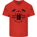 Live Love Dive Funny Scuba Diving Diver Mens V-Neck Cotton T-Shirt Red