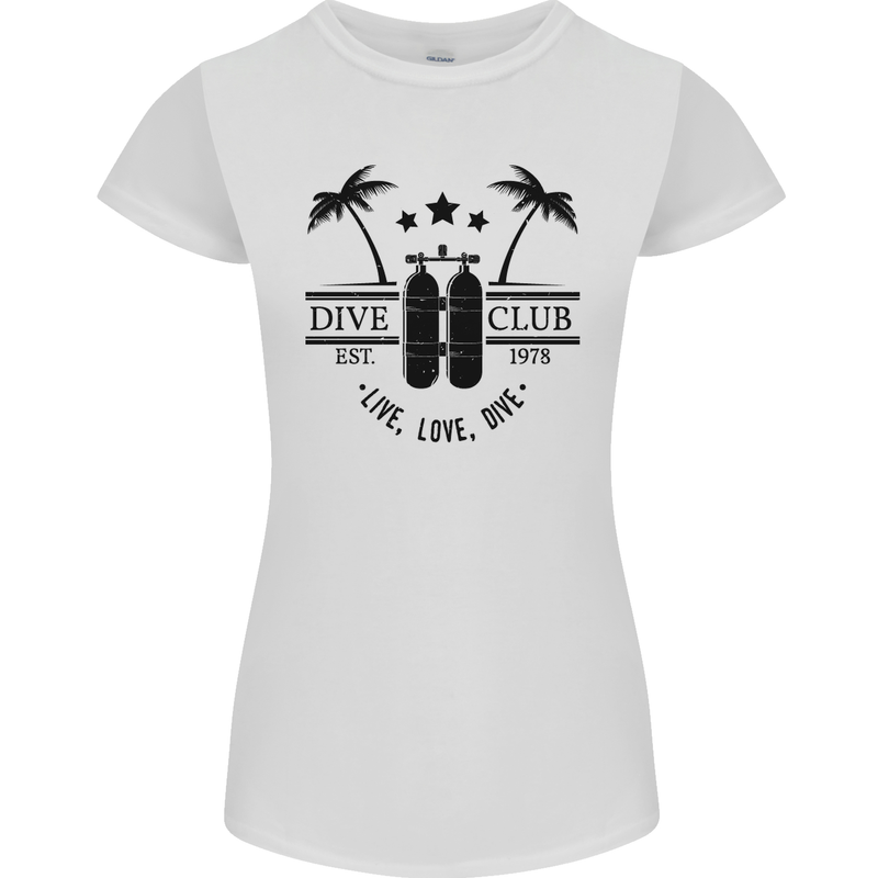 Live Love Dive Funny Scuba Diving Diver Womens Petite Cut T-Shirt White