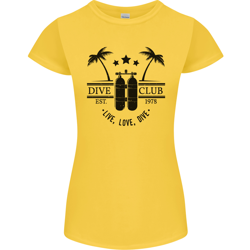 Live Love Dive Funny Scuba Diving Diver Womens Petite Cut T-Shirt Yellow