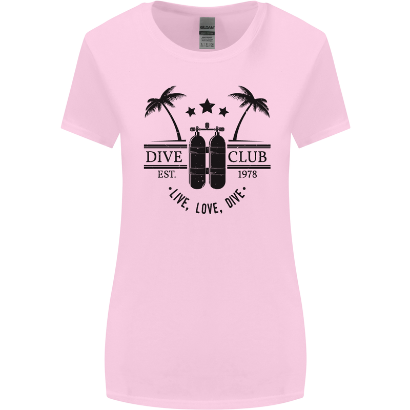 Live Love Dive Funny Scuba Diving Diver Womens Wider Cut T-Shirt Light Pink