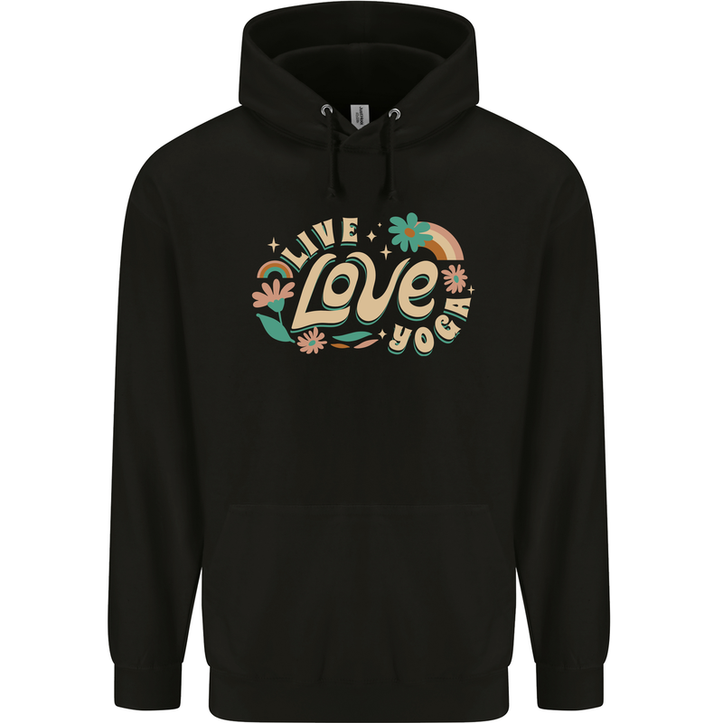 Live Love Yoga Childrens Kids Hoodie Black