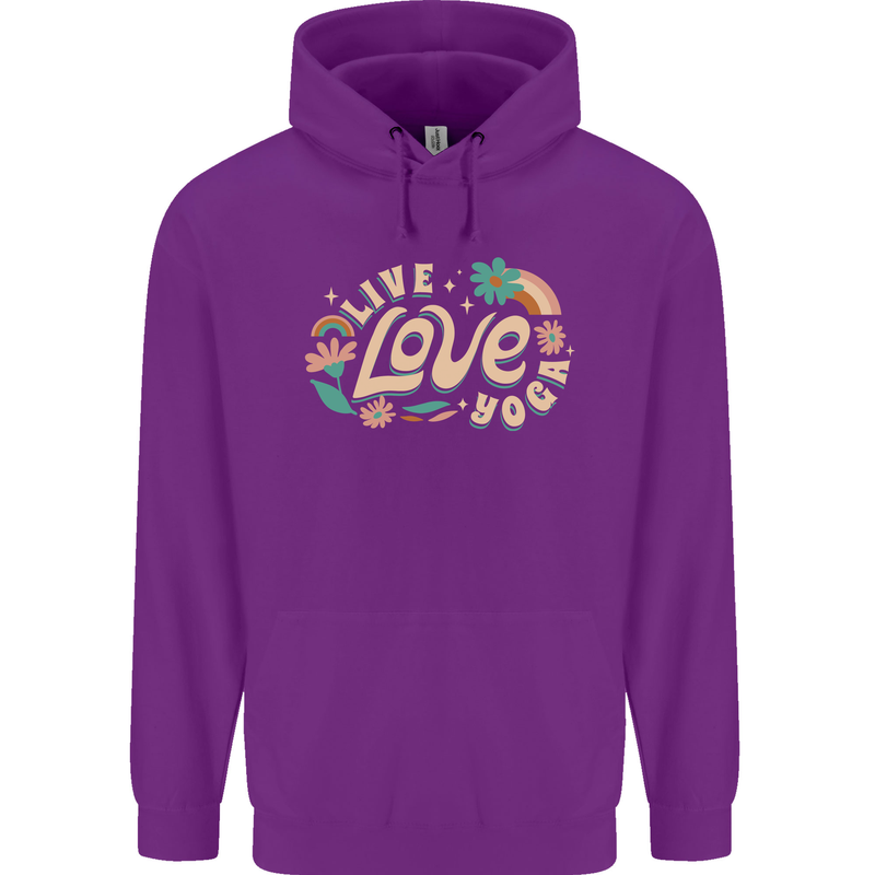 Live Love Yoga Childrens Kids Hoodie Purple